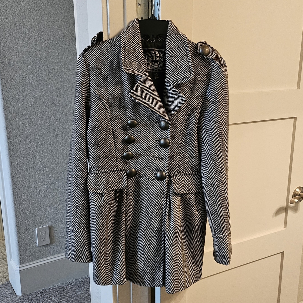 Last Kiss Black and Gray Pea Coat